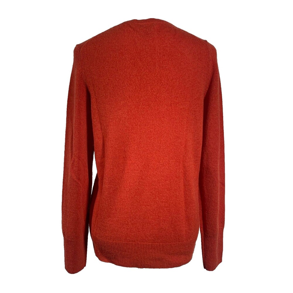 Only Mine Cashmere Sweater Large L Red Orange V-Neck Knit Luxury - Picture 3 of 7